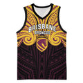Custom Brisbane Broncos Basketball Jersey Horse Warrior Polynesia Islander Rugby Mascot