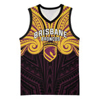 Custom Brisbane Broncos Basketball Jersey Horse Warrior Polynesia Islander Rugby Mascot