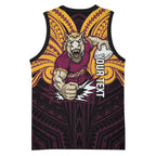 Custom Brisbane Broncos Basketball Jersey Horse Warrior Polynesia Islander Rugby Mascot