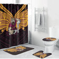 Custom Brisbane Broncos Bathroom Set Horse Warrior Polynesia Islander Rugby Mascot