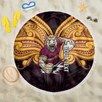 Custom Brisbane Broncos Beach Blanket Horse Warrior Polynesia Islander Rugby Mascot