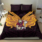 Custom Brisbane Broncos Bedding Set Horse Warrior Polynesia Islander Rugby Mascot