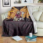 Custom Brisbane Broncos Blanket Horse Warrior Polynesia Islander Rugby Mascot