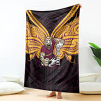 Custom Brisbane Broncos Blanket Horse Warrior Polynesia Islander Rugby Mascot