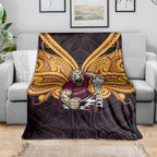 Custom Brisbane Broncos Blanket Horse Warrior Polynesia Islander Rugby Mascot
