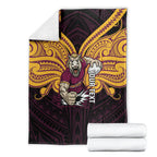 Custom Brisbane Broncos Blanket Horse Warrior Polynesia Islander Rugby Mascot