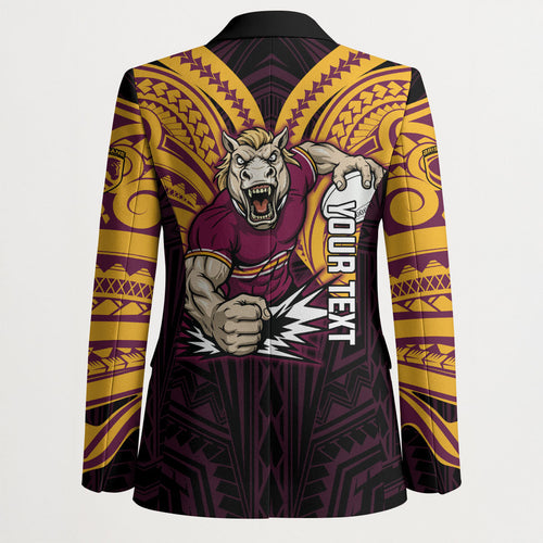 Custom Brisbane Broncos Blazer Horse Warrior Polynesia Islander Rugby Mascot
