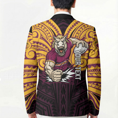 Custom Brisbane Broncos Blazer Horse Warrior Polynesia Islander Rugby Mascot