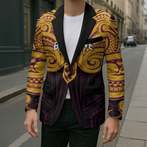 Custom Brisbane Broncos Blazer Horse Warrior Polynesia Islander Rugby Mascot