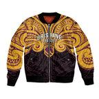 Custom Brisbane Broncos Bomber Jacket Horse Warrior Polynesia Islander Rugby Mascot