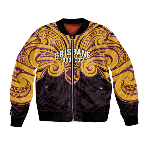 Custom Brisbane Broncos Bomber Jacket Horse Warrior Polynesia Islander Rugby Mascot