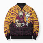Custom Brisbane Broncos Bomber Puffer Jacket Horse Warrior Polynesia Islander Rugby Mascot