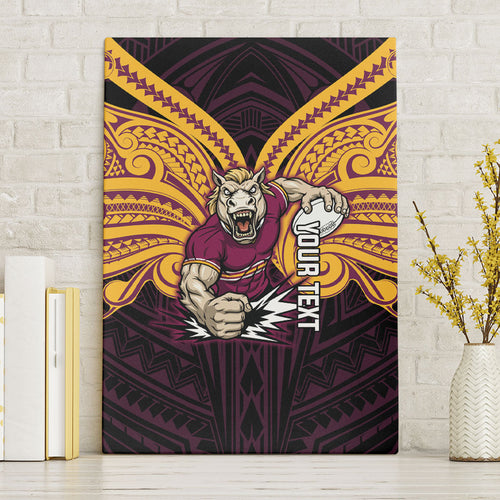 Custom Brisbane Broncos Canvas Wall Art Horse Warrior Polynesia Islander Rugby Mascot