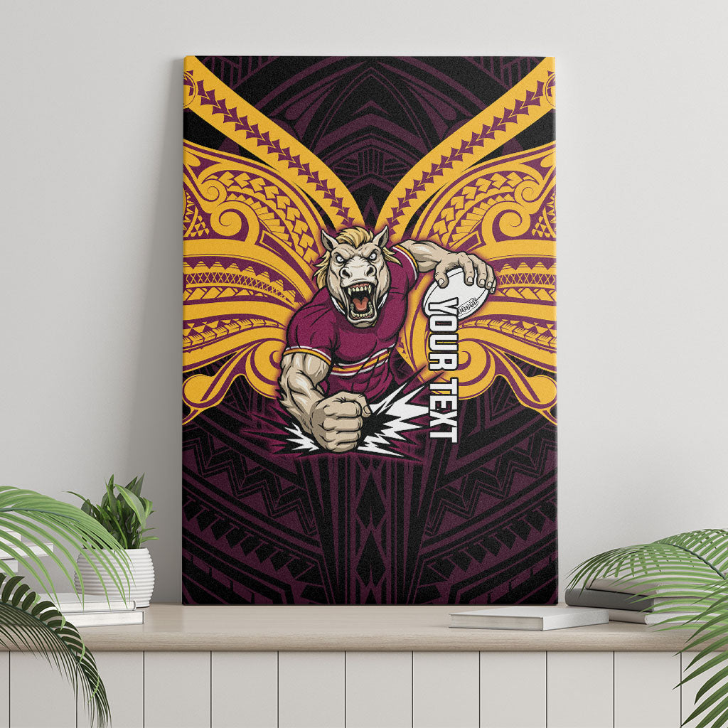 Custom Brisbane Broncos Canvas Wall Art Horse Warrior Polynesia Islander Rugby Mascot