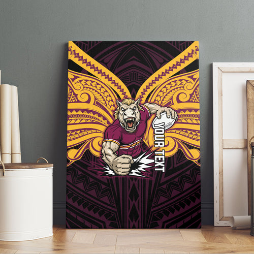 Custom Brisbane Broncos Canvas Wall Art Horse Warrior Polynesia Islander Rugby Mascot