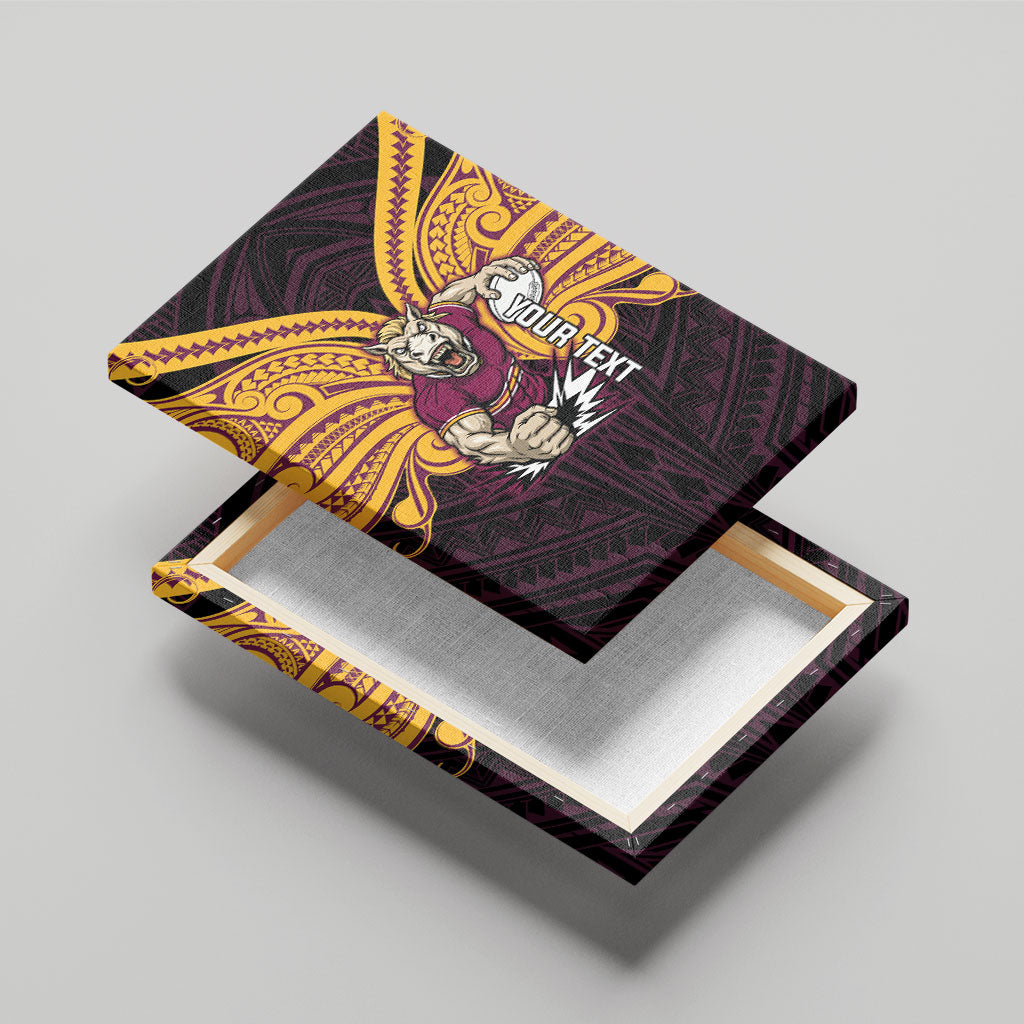 Custom Brisbane Broncos Canvas Wall Art Horse Warrior Polynesia Islander Rugby Mascot