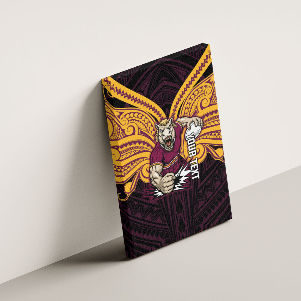 Custom Brisbane Broncos Canvas Wall Art Horse Warrior Polynesia Islander Rugby Mascot