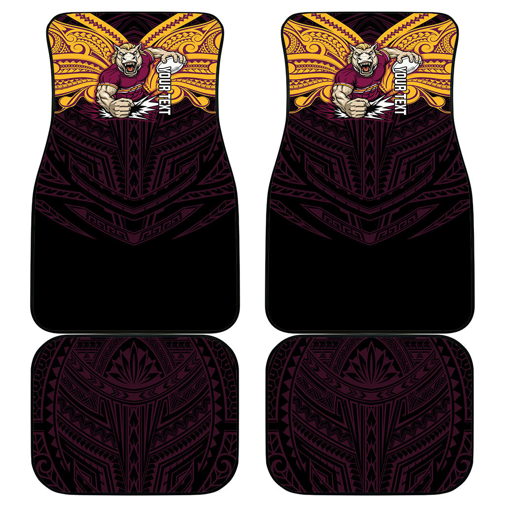 Custom Brisbane Broncos Car Mats Horse Warrior Polynesia Islander Rugby Mascot