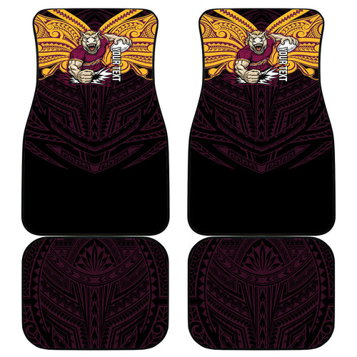 Custom Brisbane Broncos Car Mats Horse Warrior Polynesia Islander Rugby Mascot