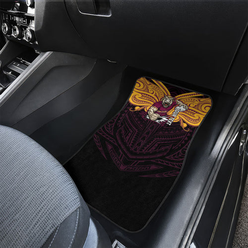 Custom Brisbane Broncos Car Mats Horse Warrior Polynesia Islander Rugby Mascot