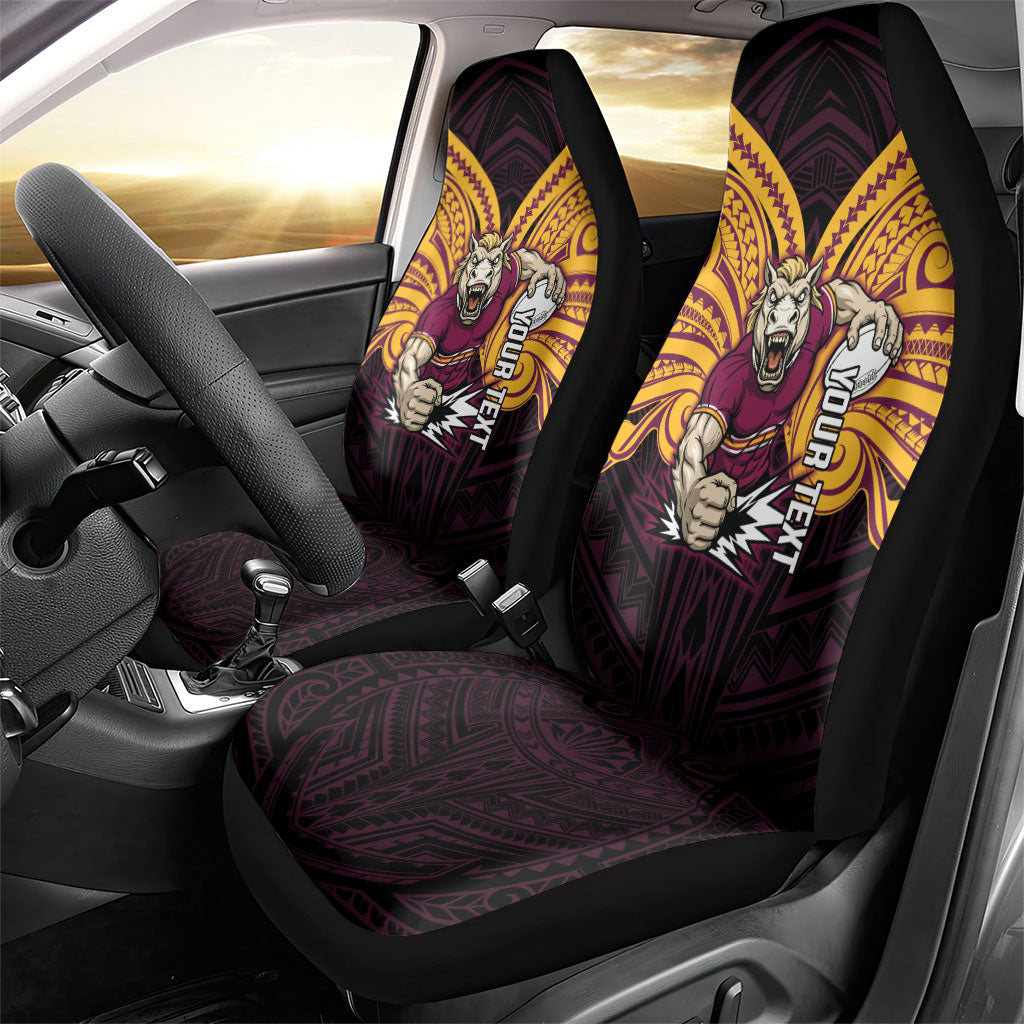 Custom Brisbane Broncos Car Seat Cover Horse Warrior Polynesia Islander Rugby Mascot