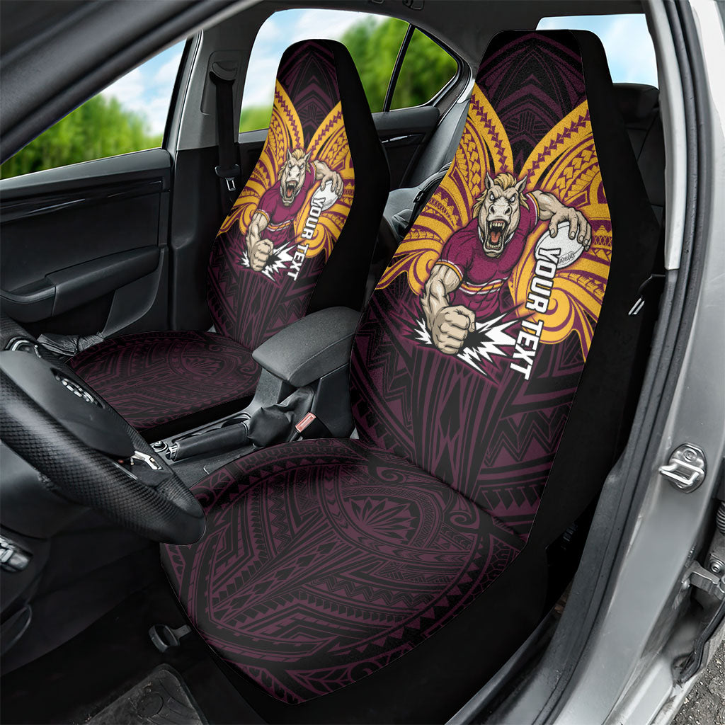 Custom Brisbane Broncos Car Seat Cover Horse Warrior Polynesia Islander Rugby Mascot