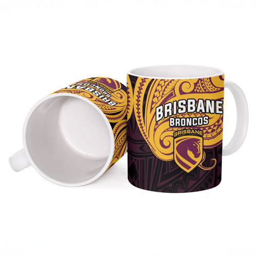 Custom Brisbane Broncos Ceramic Mug Horse Warrior Polynesia Islander Rugby Mascot