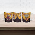 Custom Brisbane Broncos Ceramic Mug Horse Warrior Polynesia Islander Rugby Mascot