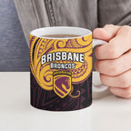 Custom Brisbane Broncos Ceramic Mug Horse Warrior Polynesia Islander Rugby Mascot