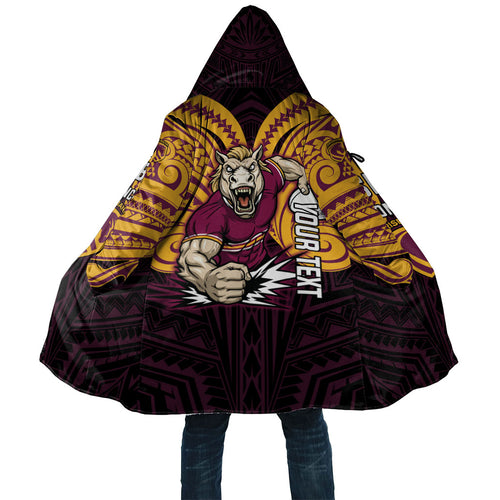 Custom Brisbane Broncos Cloak Horse Warrior Polynesia Islander Rugby Mascot