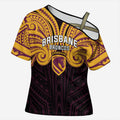 Custom Brisbane Broncos Cross Shoulder Shirt Horse Warrior Polynesia Islander Rugby Mascot
