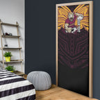 Custom Brisbane Broncos Door Cover Horse Warrior Polynesia Islander Rugby Mascot