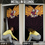Custom Brisbane Broncos Door Cover Horse Warrior Polynesia Islander Rugby Mascot