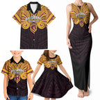 Custom Brisbane Broncos Family Matching Tank Maxi Dress and Hawaiian Shirt Horse Warrior Polynesia Islander Rugby Mascot