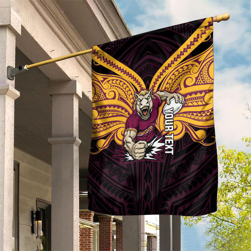 Custom Brisbane Broncos Garden Flag Horse Warrior Polynesia Islander Rugby Mascot