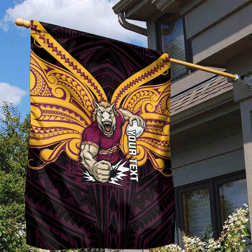 Custom Brisbane Broncos Garden Flag Horse Warrior Polynesia Islander Rugby Mascot