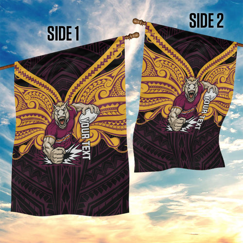 Custom Brisbane Broncos Garden Flag Horse Warrior Polynesia Islander Rugby Mascot