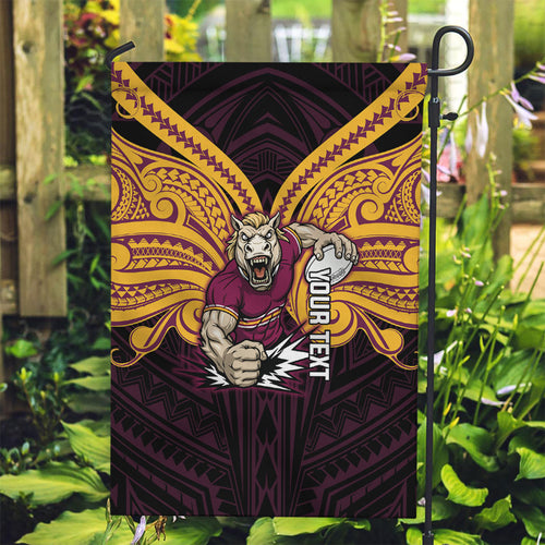 Custom Brisbane Broncos Garden Flag Horse Warrior Polynesia Islander Rugby Mascot