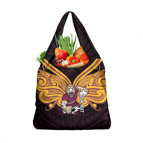 Custom Brisbane Broncos Grocery Bag Horse Warrior Polynesia Islander Rugby Mascot