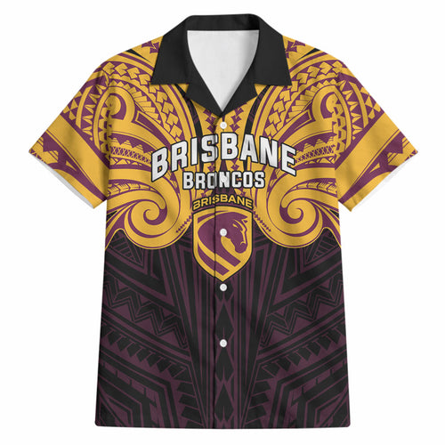 Custom Brisbane Broncos Hawaiian Shirt Horse Warrior Polynesia Islander Rugby Mascot