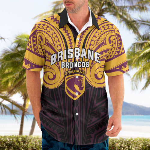 Custom Brisbane Broncos Hawaiian Shirt Horse Warrior Polynesia Islander Rugby Mascot