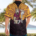 Custom Brisbane Broncos Hawaiian Shirt Horse Warrior Polynesia Islander Rugby Mascot