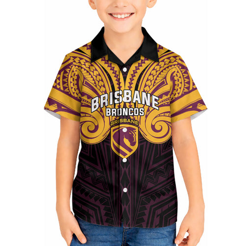 Custom Brisbane Broncos Hawaiian Shirt Horse Warrior Polynesia Islander Rugby Mascot