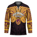 Custom Brisbane Broncos Hockey Jersey Horse Warrior Polynesia Islander Rugby Mascot