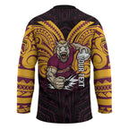 Custom Brisbane Broncos Hockey Jersey Horse Warrior Polynesia Islander Rugby Mascot