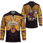 Custom Brisbane Broncos Hockey Jersey Horse Warrior Polynesia Islander Rugby Mascot