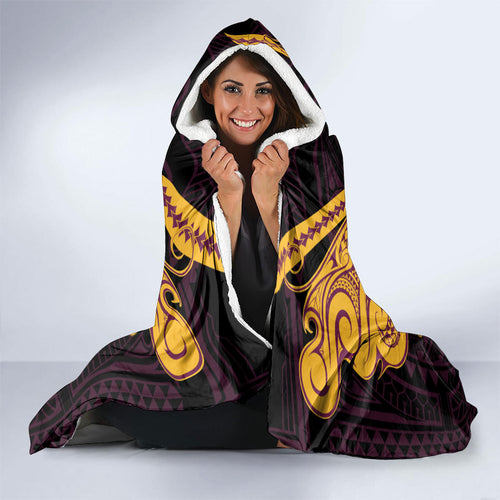 Custom Brisbane Broncos Hooded Blanket Horse Warrior Polynesia Islander Rugby Mascot