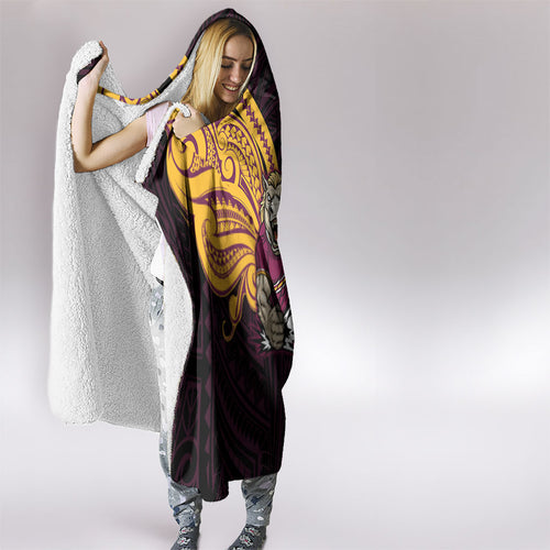 Custom Brisbane Broncos Hooded Blanket Horse Warrior Polynesia Islander Rugby Mascot