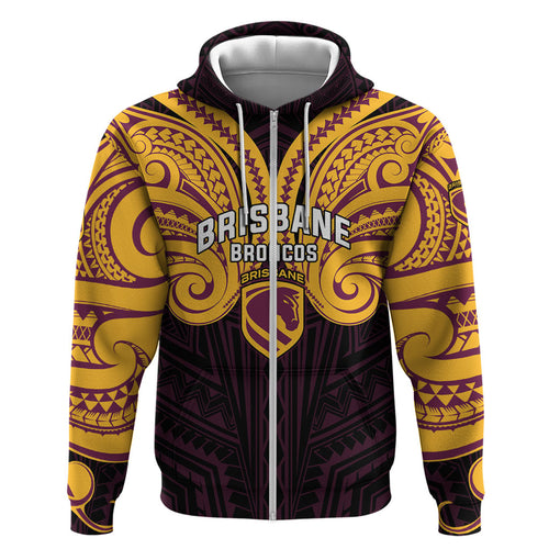 Custom Brisbane Broncos Hoodie Horse Warrior Polynesia Islander Rugby Mascot