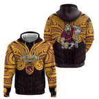 Custom Brisbane Broncos Hoodie Horse Warrior Polynesia Islander Rugby Mascot